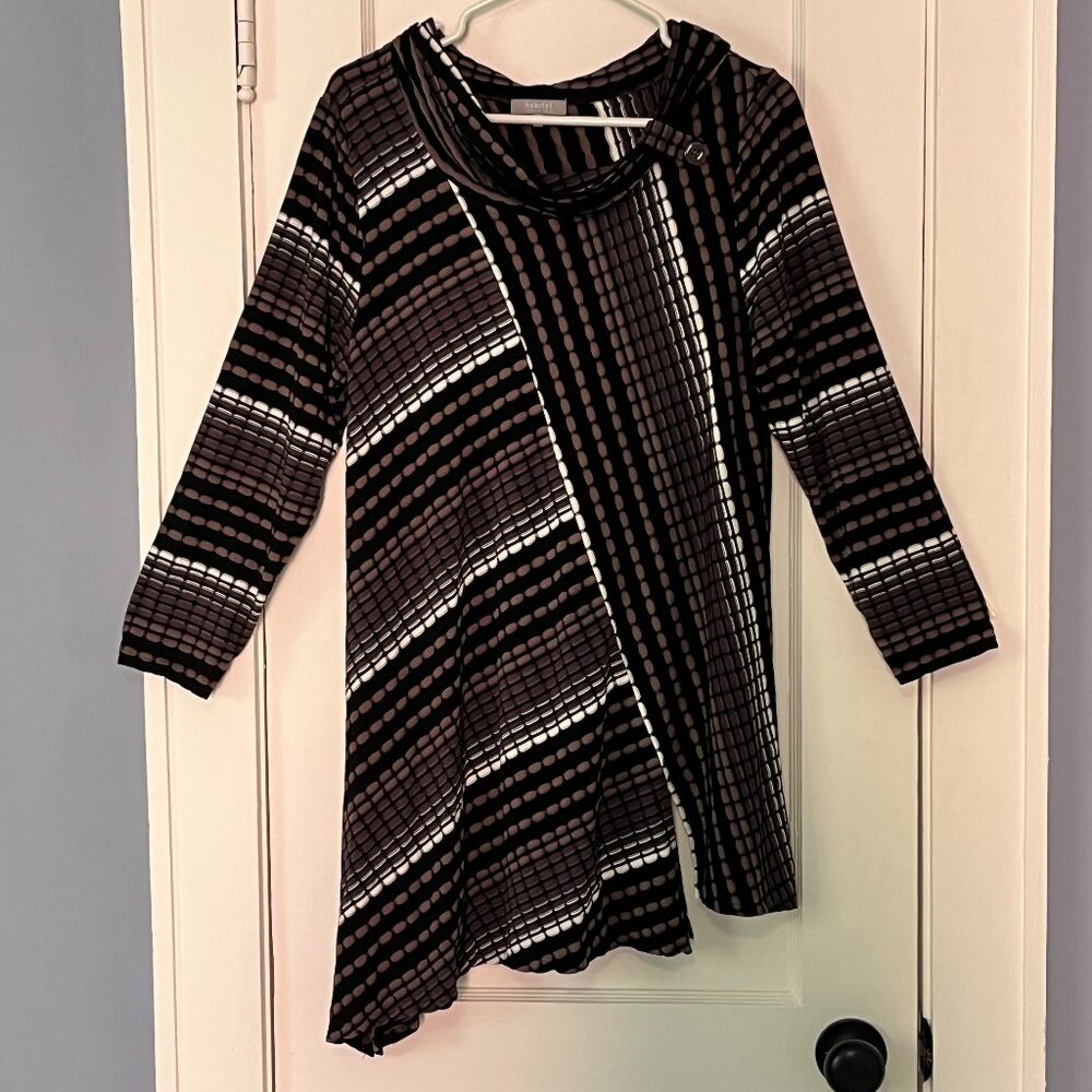 Habitat clothes to live in 3/4 sleeve asymmetric cowl neck tunic blouse medium